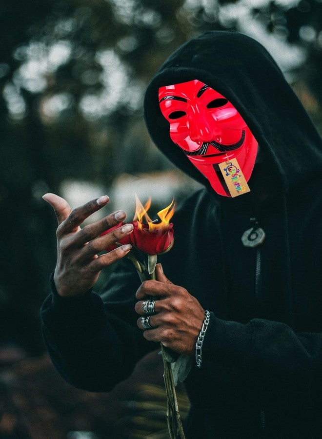 Western Era Stylish and Iconic V for Vendetta Red Cosplay Mask: Perfect for Fans of the Movie and Graphic Novel with its Distinctive Design and Comfortable Fit (Combo Of 3) - Image 3
